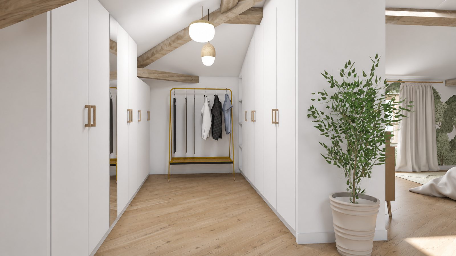 Dressing sur-mesure aménagé sous les rampants des combles, projet Chalay à Chasselay