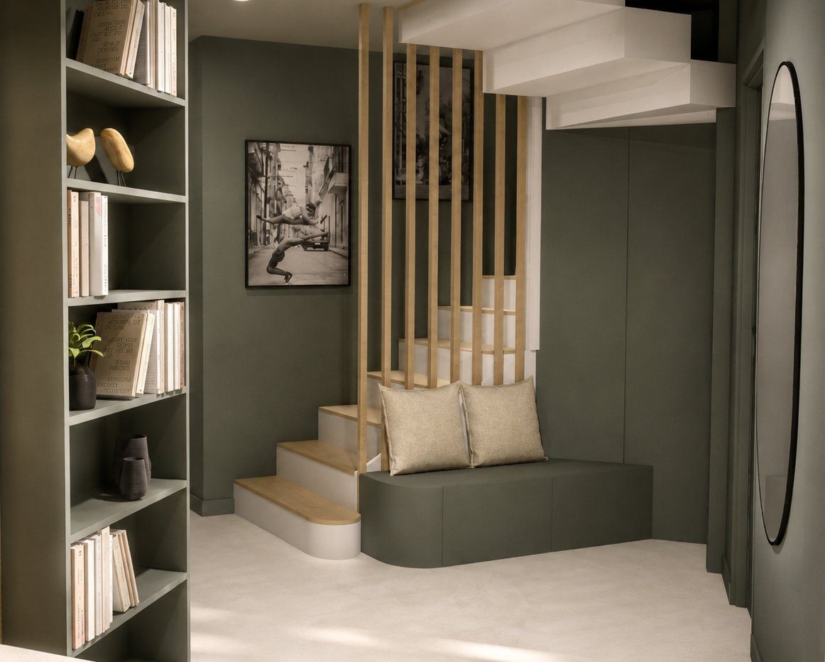 Intérieur vert forêt et terracotta, tendance déco à Lyon