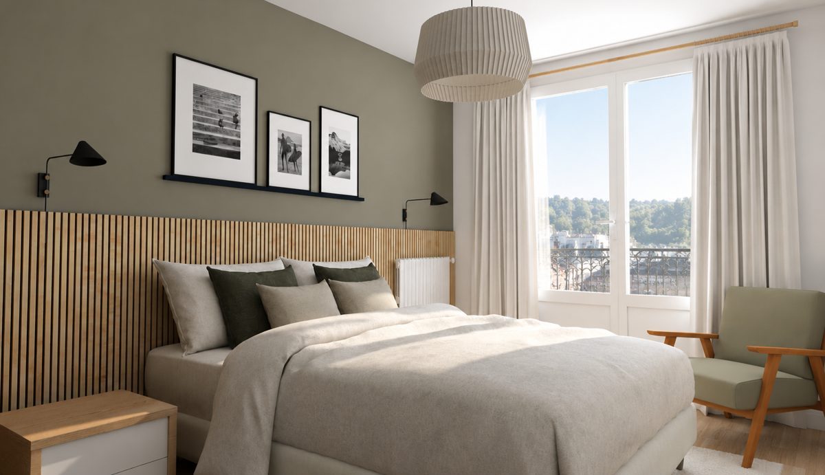 Chambre apaisante avec tête de lit à Lyon